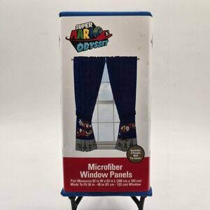 Nintendo Super Mario Odyssey Microfiber Window Panels Curtains 63in Blue Kids